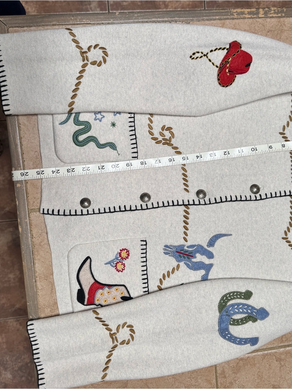 Pendleton Cream Embroidered Western Wool Sweater - Picture 16 of 16